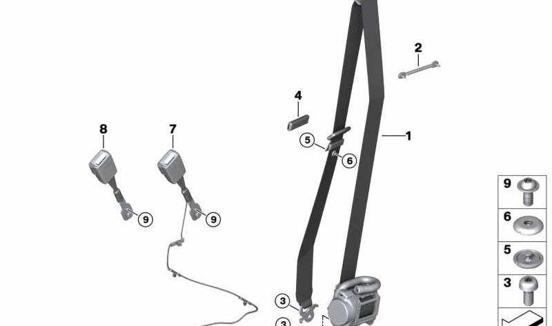 OEM 72117430079 Links vordere Sicherheitsgürtel für BMW G30, G31, G32. Original BMW.