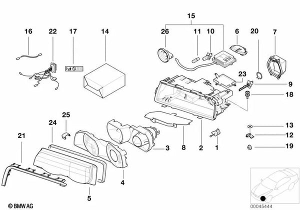 Inserto de faro izquierdo con luz de xenón para BMW Serie 7 E38 (OEM 63128381333). Original BMW