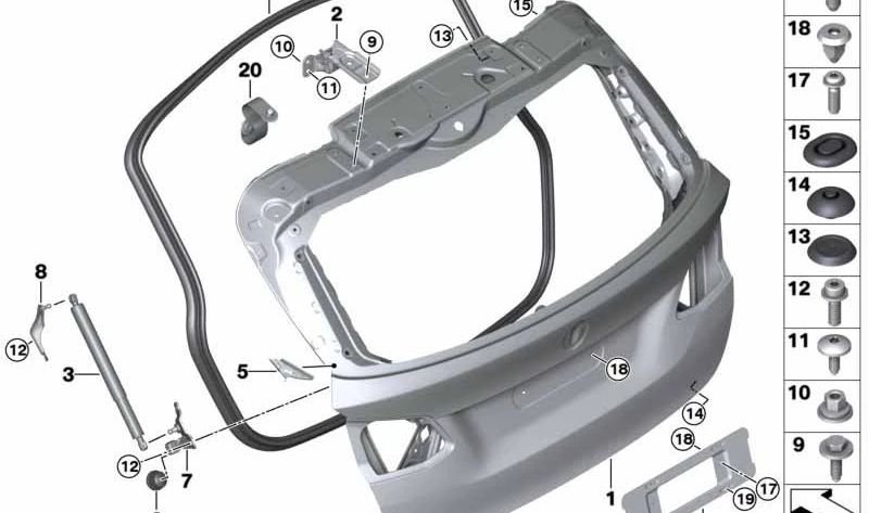 Accionamiento de husillo para BMW Serie 2 F46, F46N (OEM 51249465655). Original BMW