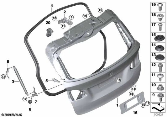 Soporte del Resorte Inferior Derecho para BMW Serie 2 F45, F45N (OEM 51247348528). Original BMW