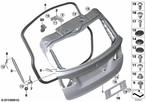 Soporte del Resorte Inferior Derecho para BMW Serie 2 F45, F45N (OEM 51247348528). Original BMW