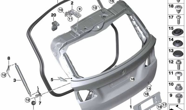 Soporte de accionamiento del husillo izquierdo para BMW Serie 2 F46, F46N (OEM 51247349455). Original BMW