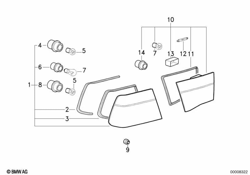 Portalámparas para BMW E31 (OEM 63211383099). Original BMW