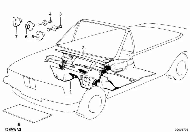 Aislamiento acústico mamparo vano motor izquierda para BMW Serie 3 E30 (OEM 51481962045). Original BMW