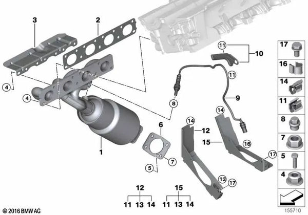 Junta Plana para BMW Serie 1 E81, E82, E87, E88, Serie 3 E90, E91, E92, E93, X1 E84 (OEM 18407527796). Original BMW