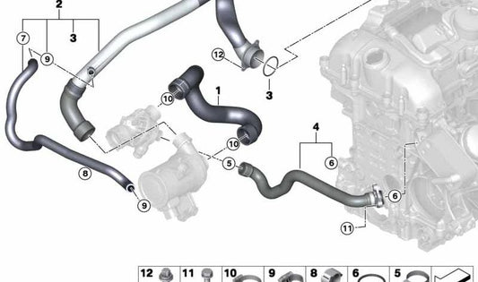 Tuyau de réfrigérant OEM 11537649394 pour BMW F15, F16. BMW d'origine.