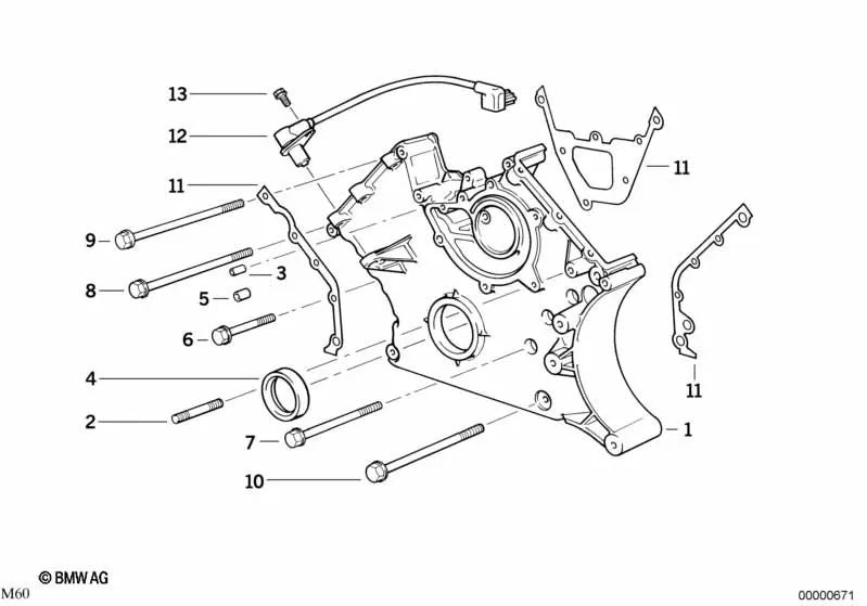 Sensor de velocidad del cigüeñal para BMW Serie 5 E34, Serie 7 E32, E38, Serie 8 E31 (OEM 12141729292). Original BMW.