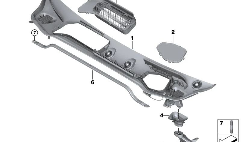 Cubierta parte 1 del deflector de viento para BMW I20 (OEM 51717954663). Original BMW