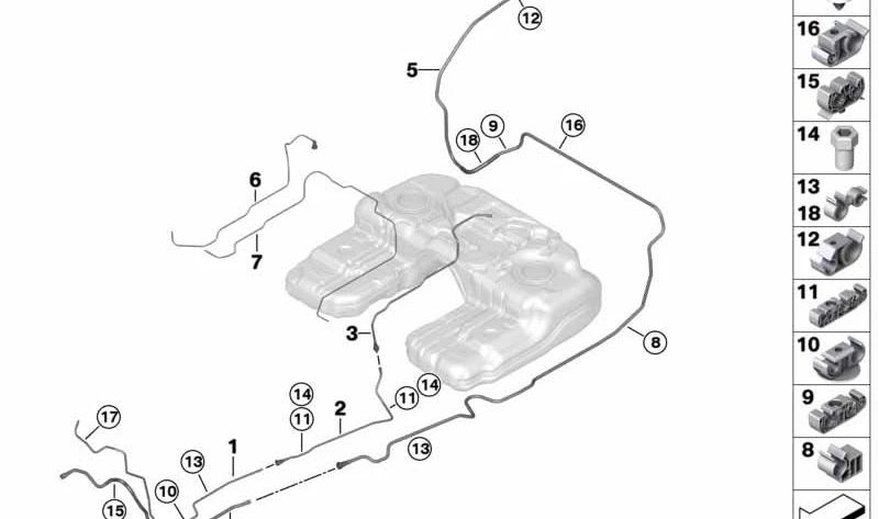 Air flush pipe for BMW X5 E70, X6 E71 (OEM 16117164403). Original BMW