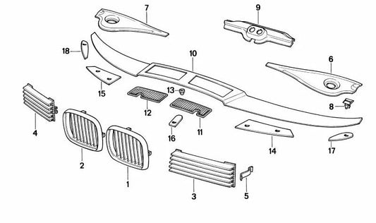 Rejilla decorativa izquierda para BMW E31 (OEM 51132422121). Original BMW