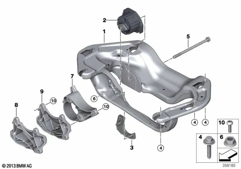 Soporte delantero de transmisión para BMW X5 F15, X6 F16 (OEM 22316874826). Original BMW.