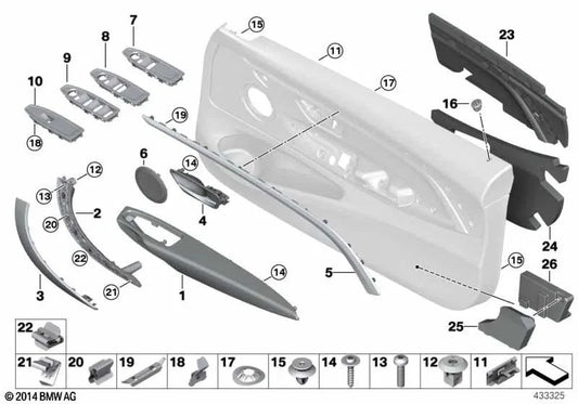 O interruptor dos carrinhos de passageiros embelezou para BMW 4 F32 Series, F32N, F33, F33N (OEM 51417365347). BMW original.