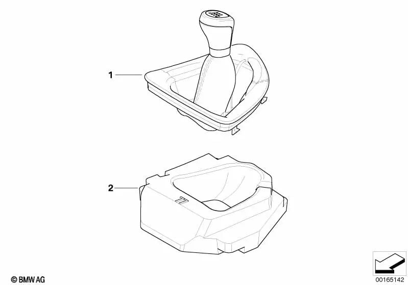 Pomo de cambio deportivo con anillo de cromo para BMW Serie 1 E82, E88 (OEM 25118609369). Original BMW.