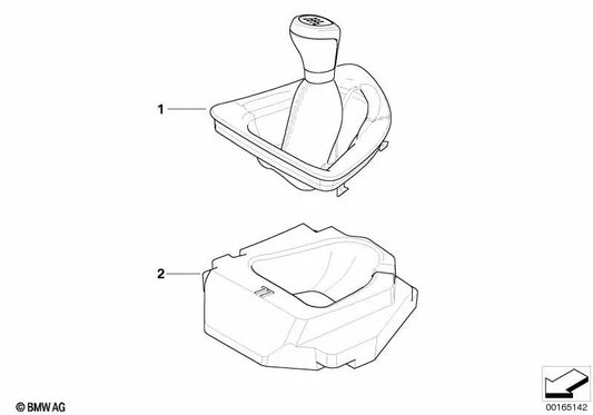 Pomo de cambio deportivo con anillo de cromo para BMW Serie 1 E82, E88 (OEM 25118609369). Original BMW.