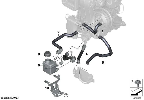 Manguera de refrigerante de retorno para BMW I01, I01N (OEM 64219292733). Original BMW