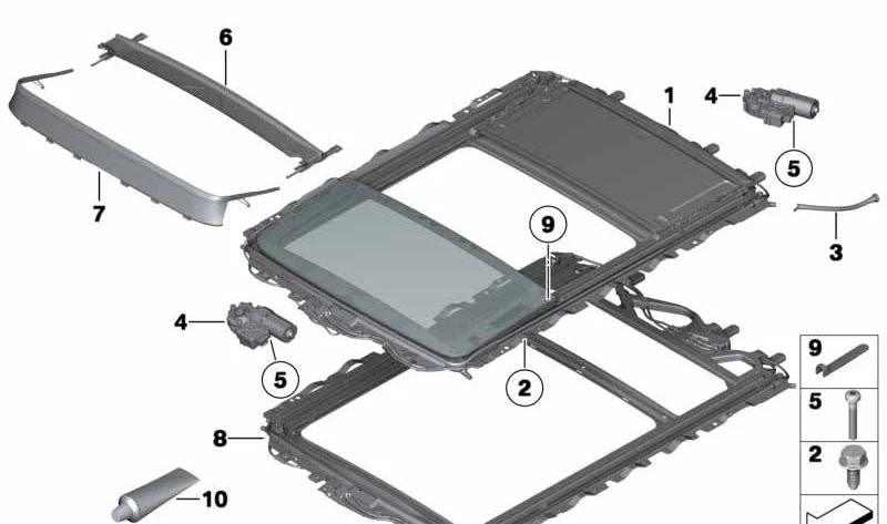 Canal de desagüe techo solar OEM 54102993885 para BMW (compatible con modelos E84). Original BMW.