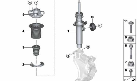 Assorbitore anteriore sinistro OEM 31316879191 per BMW G29. BMW originale.