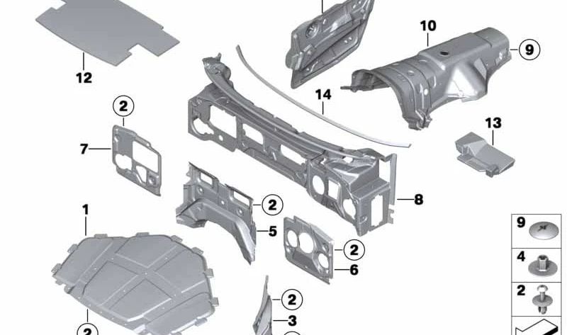 Sound insulation left engine compartment for BMW X5 E70, E70N, X6 E71, E72 (OEM 51487158429). Original BMW