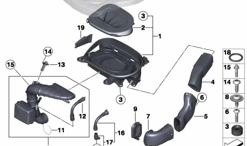 Tubo de aire limpio para BMW F25 (OEM 13718517608). Original BMW