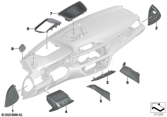 Compartimento plegable lado del conductor de cuero para BMW G11, G11N, G12, G12N (OEM 51457989935). Original BMW.