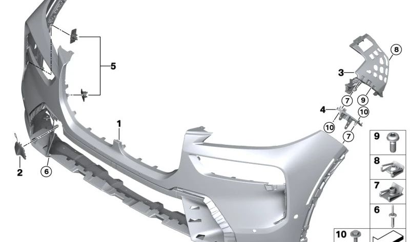 Soporte inferior derecho del parachoques OEM 51119881248 para BMW G07 (X7). Original BMW