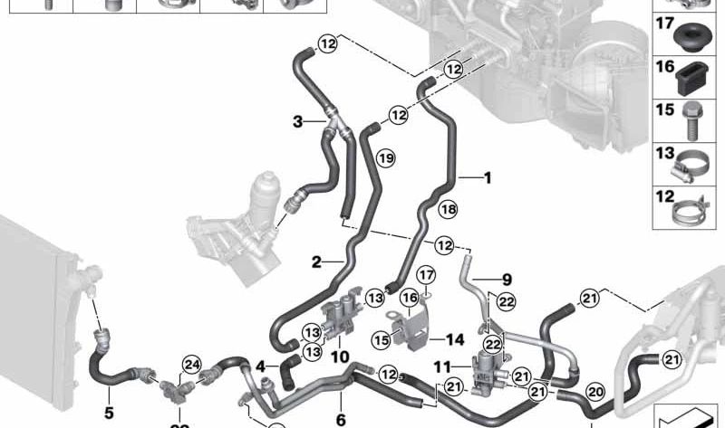 Manguera de Refrigerante para BMW X5 E70, F15, F85, X6 E71, F16, F86 (OEM 64216950305). Original BMW