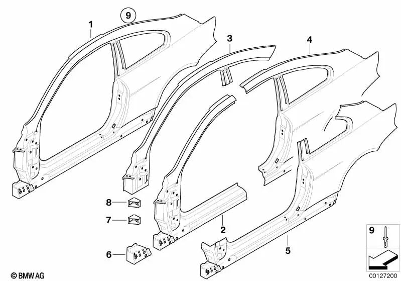 A-Säule exterior derecha para BMW Serie 6 E63, E63N (OEM 41217120058). Original BMW