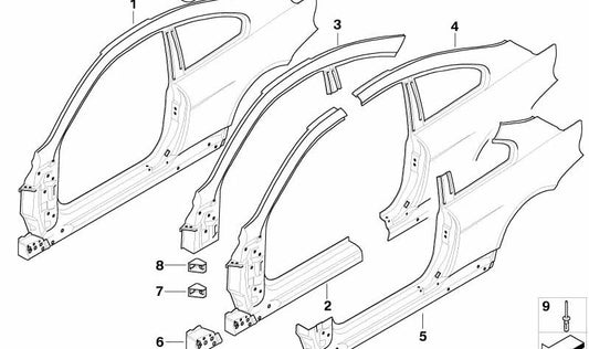 B-pillar with left access for BMW E63, E63N (OEM 41217120063). Original BMW.