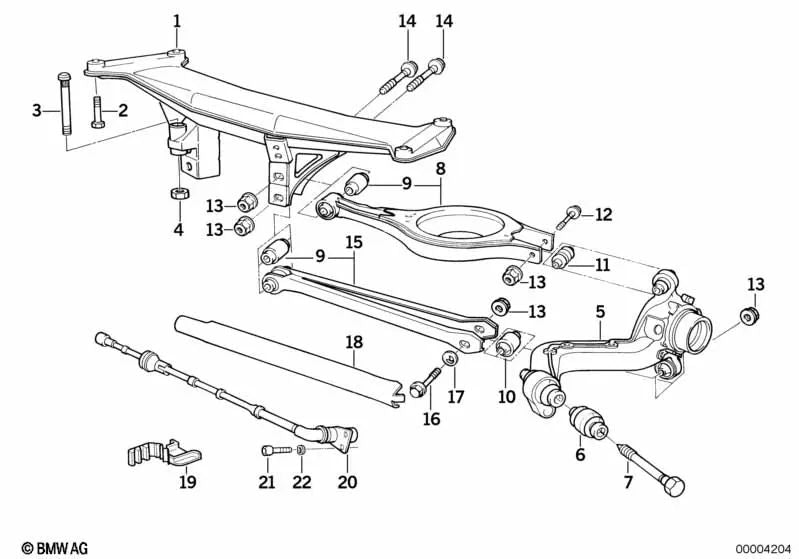 Rubber bearing for BMW E36, E46, E83, Z4 E85, E86, E89 (OEM 33326771828). Genuine BMW.