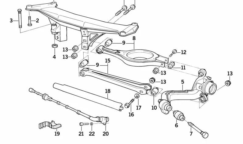 Brazo de control superior derecho para BMW (OEM 33321137106). Original BMW