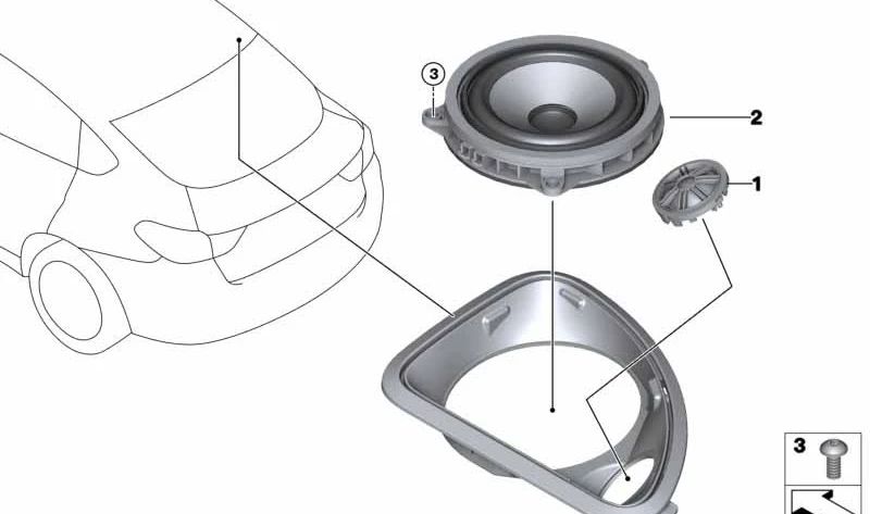 Altavoz de Tono Medio para BMW F25, F26 (OEM 65139209185). Original BMW