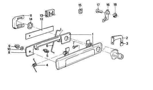 Manilla exterior derecha para BMW E24, E23 (OEM 51211847588). Original BMW