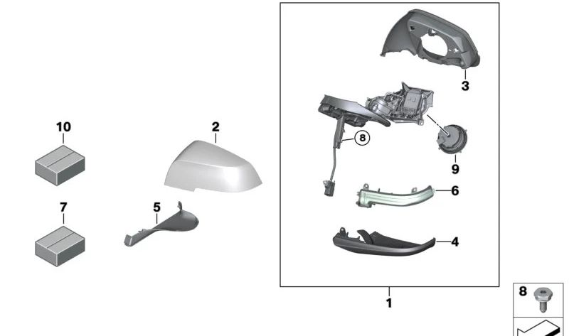 Retrovisor exterior derecho calefactable OEM 51167441032 para BMW i3 (I01). Original BMW.