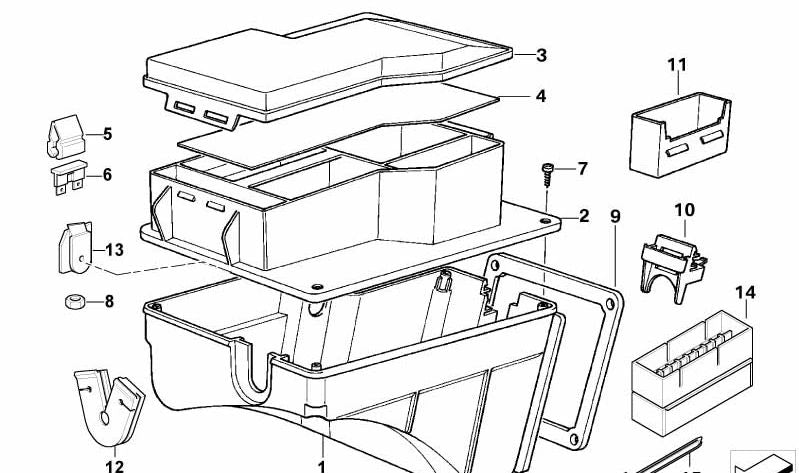 Pegatina caja de fusibles OEM 61138365813 para BMW E36 (Modelos compatibles: Compact, Berlina, Touring, Coupé, Cabrio, M3). Original BMW.