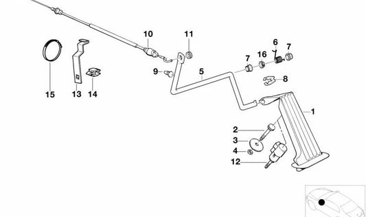 Unterstützungsbeschleunigerkabel für die BMW 3 E36 -Serie (OEM 35412227686). Original BMW