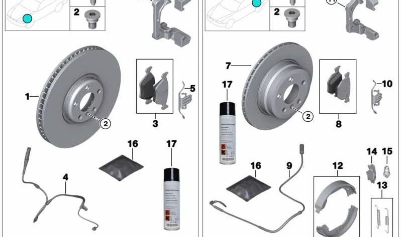 Kit de reparación de pastillas de freno sin amianto para BMW F15, F16 (OEM 34116865868). Original BMW