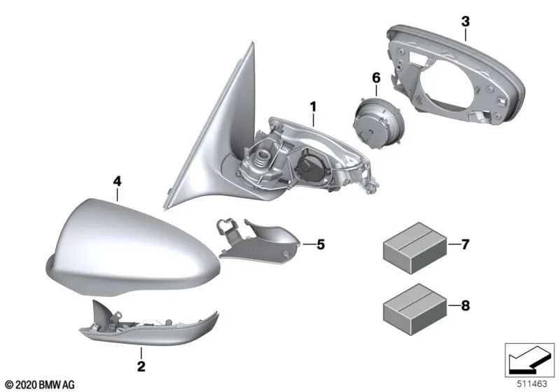 M Espejo exterior sin cristal calefactado izquierdo para BMW F06, F12, F13 (OEM 51168055127). Original BMW