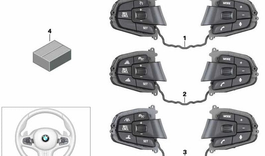 Multifunktions-Lenkradschalter für BMW 5er F90, G30, 6er G32, X3 F97, G01, X4 F98, G02 (OEM 61317854182). Original BMW