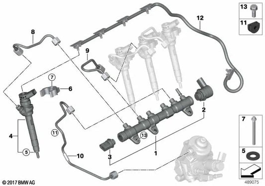 BMW Druckrohr 1 F20N -Serie, F21N, F40, Serie 2 F22, F22N, F23, F23N, F44, F45, F45N, F46, F46N, G42, U06, Serie 3 F30, F30N, F31, F31N, F34, F34, G20, G20 , G20N, G21, G21N, G28, G28N (OEM 13538579244). Original BMW