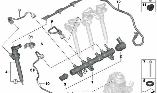 BMW Injector 1 F40 Series, série 2 F44, F45N, F46N, G42, série 3 G20, G20N, G21, G21N, G28, G28N, série 4 G22, G22N, G23, G23N, G26, G26N, 5 G30 G30N, G30N , G31, G31N, série 6 G32, G32N, X1 F48, F48N, X2 F39, X3 G01, G01N, X4 G02, G02N (OEM 13538579222