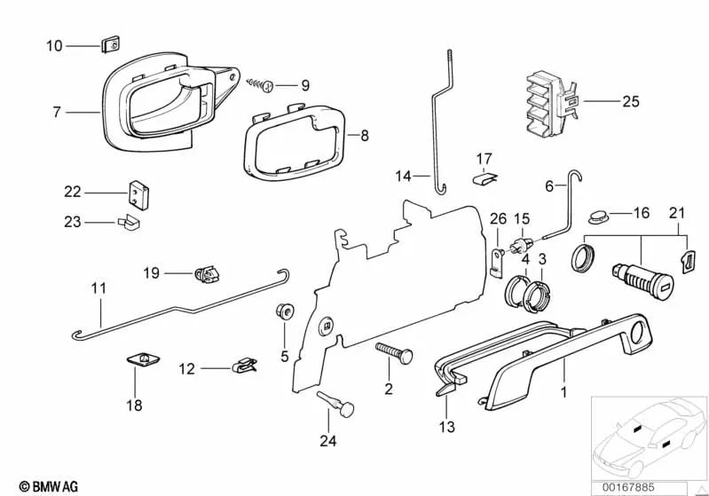 Varilla de actuación derecha para BMW (OEM 51218397282). Original BMW