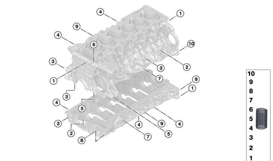 Inserto de Rosca para BMW E81, E82, E87, E88, E90, E91, E92, E93, E60, E61, F10, F11, F18, E63, E64, E65, E66, F01, F02, E84, E83, F25, E70, E85, E86, E89 (OEM 11117547538). Original BMW