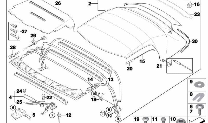 Black roof liner for BMW E46, F30, F80 (OEM 54318410992). Original BMW