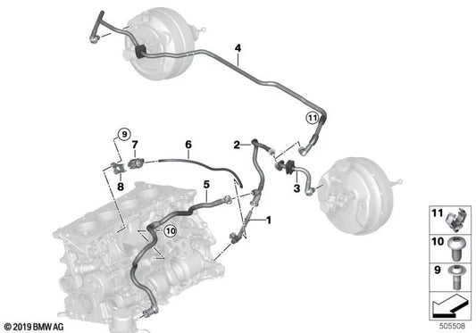 Conducto de vacío para BMW Serie 3 G20, G20N, G21, G21N (OEM 11668678029). Original BMW.