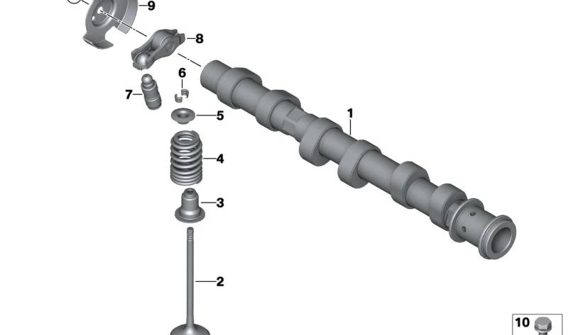 Albero a camme di ammissione OEM 11318744912 per BMW F70, U06, U11, U10, F65, F66, U25. BMW originale.