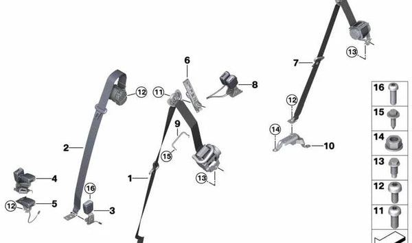 Cerradura abatible derecha para la 3ª fila de asientos para BMW G07 (OEM 72117477684). Original BMW