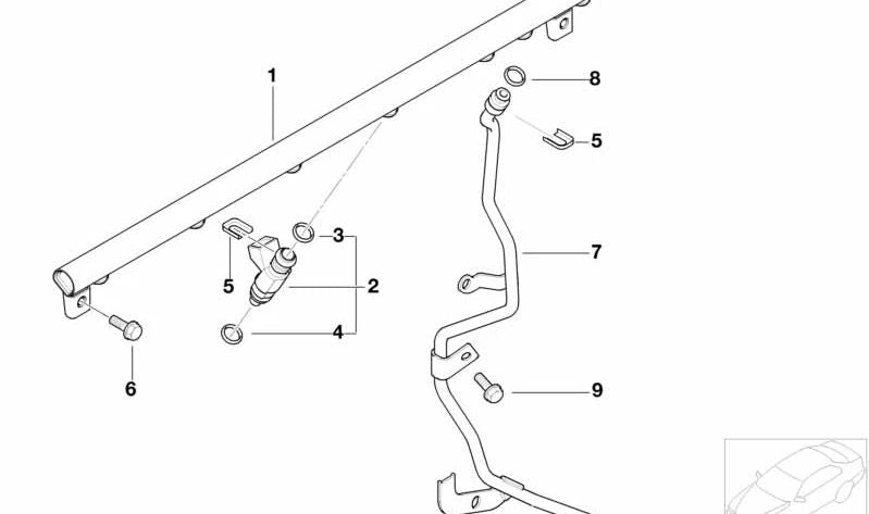 Tubo de inyección para BMW Serie 3 E46, Z4 E85, E86 (OEM 13537830974). Original BMW.