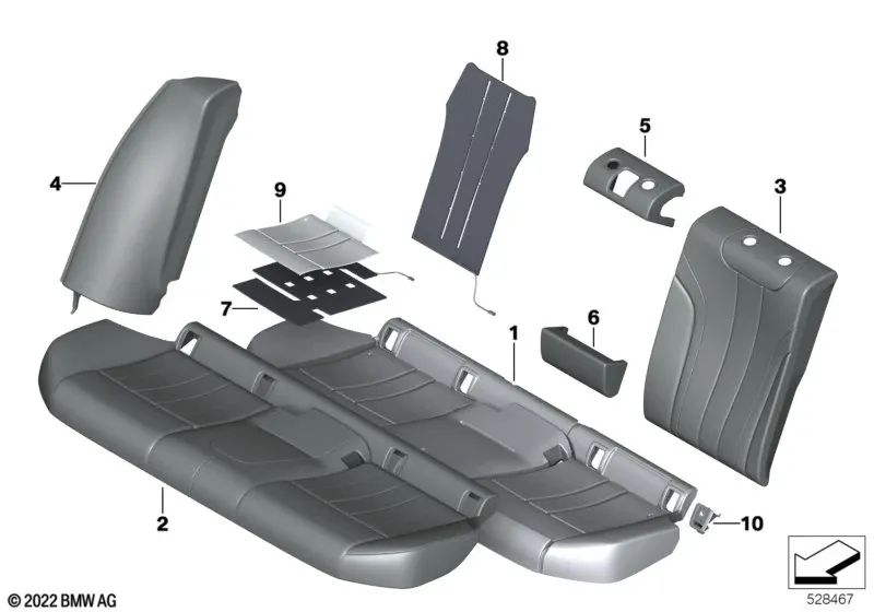 Right side leather part for BMW 5 Series G30, G30N (OEM 52207456242). Genuine BMW