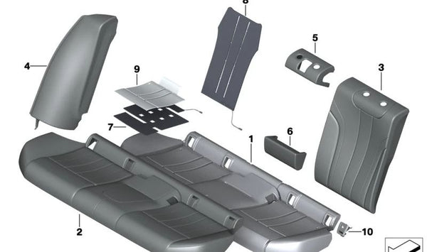 Parte lateral de cuero derecha para BMW G30 (OEM 52207456252). Original BMW