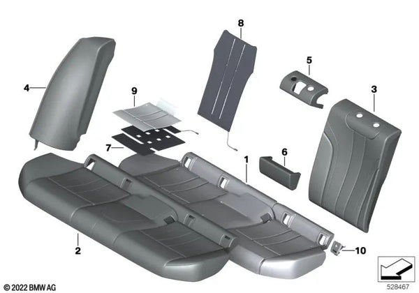 Panel lateral de cuero izquierdo para BMW Serie 5 G30, G30N (OEM 52207456291). Original BMW